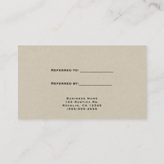 Carte De Référencement Rustique Kraft Brun Minimal Référer un ami Référen (Dos)