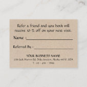 Carte De Référencement Rustique Kraft & Fleur sauvage Professionnel   (Dos)