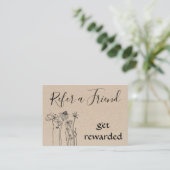 Carte De Référencement Rustique Kraft & Fleur sauvage Professionnel   (Debout devant)