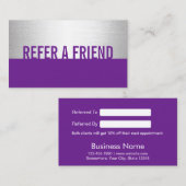 Carte De Référencement Salon de beauté argenté pourpre moderne de la (Devant / Derrière)