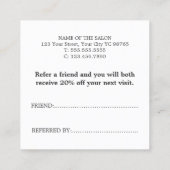 Carte De Référencement Salon de beauté blanc noir noir simple et moderne (Dos)
