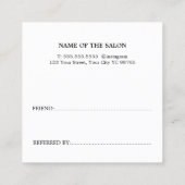 Carte De Référencement Salon de Beauté Blanc Pastel Gras (Dos)