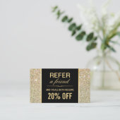 Carte De Référencement Salon de beauté de la Parties scintillant d'or fun (Debout devant)