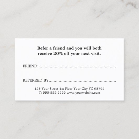 Carte De Référencement Salon de beauté dorée cool Elegant Grey (Dos)