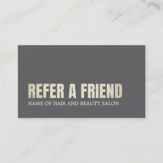 Carte De Référencement Salon de beauté dorée cool Elegant Grey (Devant)