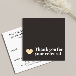 Carte De Référencement Salon de Beauté Élégant Cœur en Or Faux Noir