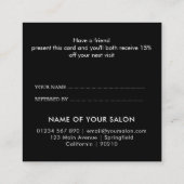 Carte De Référencement Salon de beauté élégant noir moderne (Dos)