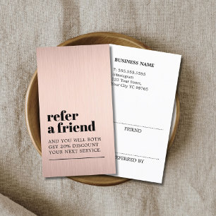 Carte De Référencement Salon de Beauté Moderne Faux Or Rose Gras