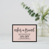 Carte De Référencement Salon de beauté moderne Noir cadre rose pâle (Debout devant)