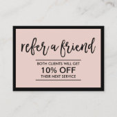 Carte De Référencement Salon de beauté moderne Noir cadre rose pâle (Devant)