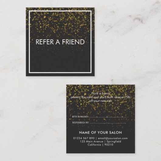 Carte De Référencement Salon de beauté moderne or élégant (Devant / Derrière)