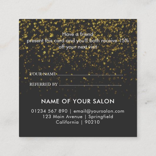 Carte De Référencement Salon de beauté moderne or élégant (Dos)