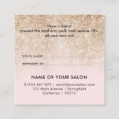 Carte De Référencement Salon de Beauté Moderne Or Élégant Rose (Dos)