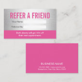 Carte De Référencement Salon de beauté moderne rose et argent & Spa (Devant / Derrière)