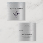 Carte De Référencement Salon de beauté Parties scintillant argent (Devant / Derrière)