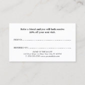 Carte De Référencement Salon de beauté Rose Blanche Élégant et Stylé (Dos)