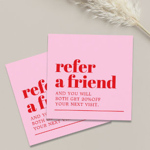 Carte De Référencement Salon de beauté rose rouge blanc audacieux et cool