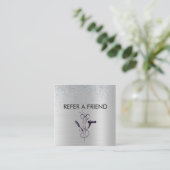 Carte De Référencement Salon de beauté Silver Glitter (Debout devant)