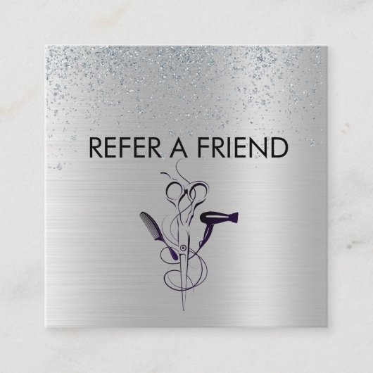 Carte De Référencement Salon de beauté Silver Glitter (Devant)