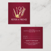 Carte De Référencement Salon de Beauté Vin de Bourgogne & Or (Devant / Derrière)