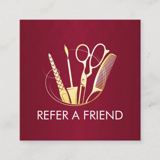 Carte De Référencement Salon de Beauté Vin de Bourgogne & Or (Devant)