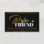 Carte De Référencement Salon de Coiffure Chic Black Gold Sparkle (Dos)