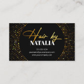 Carte De Référencement Salon de coiffure de luxe Gold Black Sparkle (Dos)