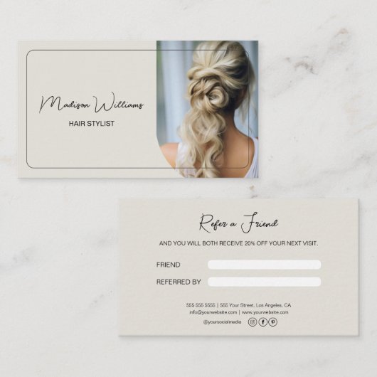 Carte De Référencement Salon de coiffure moderne beige neutre (Devant / Derrière)