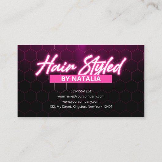 Carte De Référencement Salon de coiffure moderne rose Neon Référer un ami (Dos)