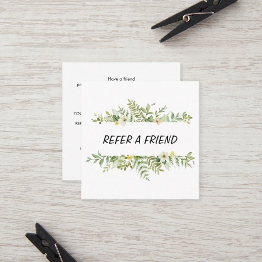 Carte De Référencement Salon de feuillage vert aquarelle (Devant/Arrière en situation)