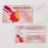 Carte De Référencement Salon en verre rose d'art d'ongle de poli de (Devant / Derrière)