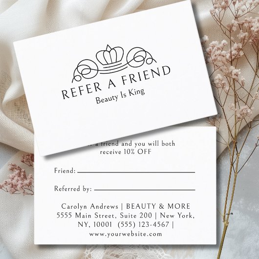 Carte De Référencement Salon Logo Couronne Élégant Blanc