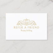 Carte De Référencement Salon Logo Couronne Élégant Blanc (Devant)