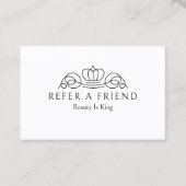 Carte De Référencement Salon Logo Couronne Élégant Blanc (Devant)