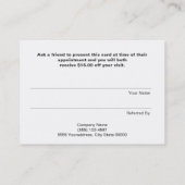 Carte De Référencement Salon Moderne Hip FAUX Sequins Référer Un Ami Noir (Dos)