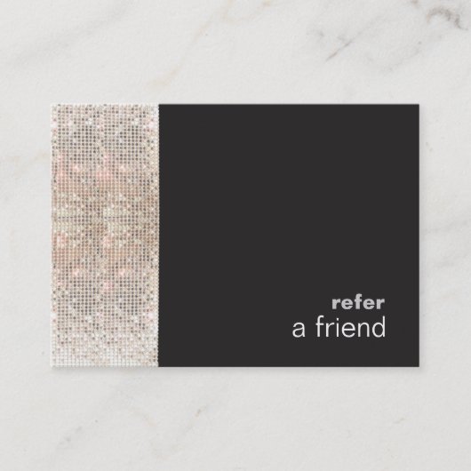Carte De Référencement Salon Moderne Hip FAUX Sequins Référer Un Ami Noir (Devant)
