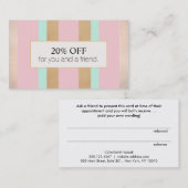 Carte De Référencement Salon Rose Rose Gold Striped Référencement Remise (Devant / Derrière)