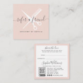 Carte De Référencement Scissateurs rose vif moderne script référer un ami (Devant / Derrière)