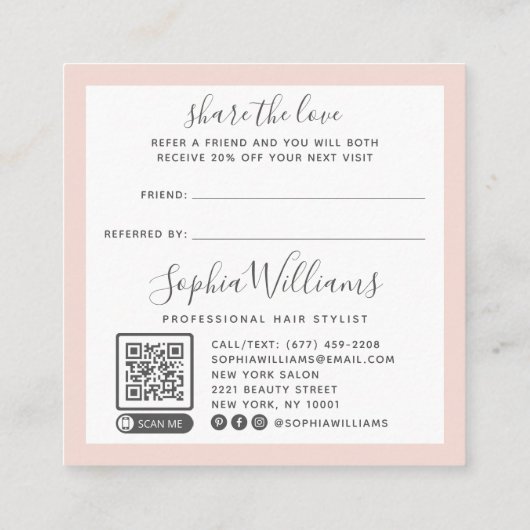 Carte De Référencement Scissateurs rose vif moderne script référer un ami (Dos)