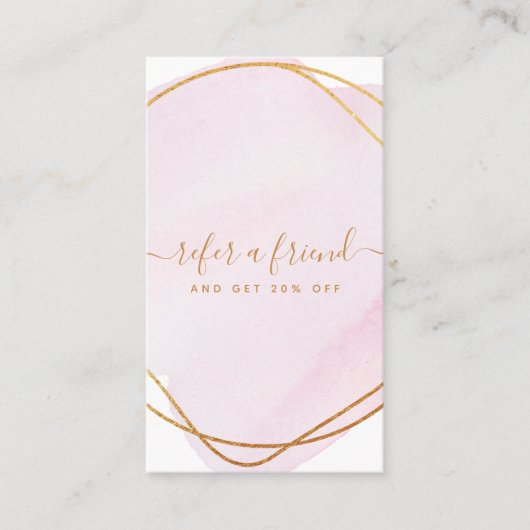 Carte De Référencement Script Blush Rose Aquarelle Or Cercle Business (Devant)