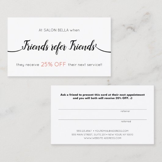 Carte De Référencement Script Calligraphy Customer Referendum (Devant / Derrière)