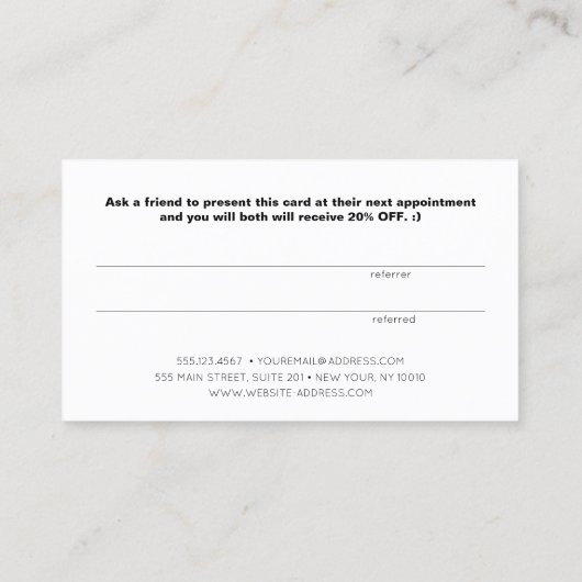 Carte De Référencement Script Calligraphy Customer Referendum (Dos)