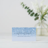 Carte De Référencement Script de signature Paillettes bleues Moderne et f (Debout devant)