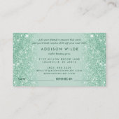Carte De Référencement Script de signature Vert menthe Paillettes Moderne (Dos)