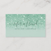 Carte De Référencement Script de signature Vert menthe Paillettes Moderne (Devant)