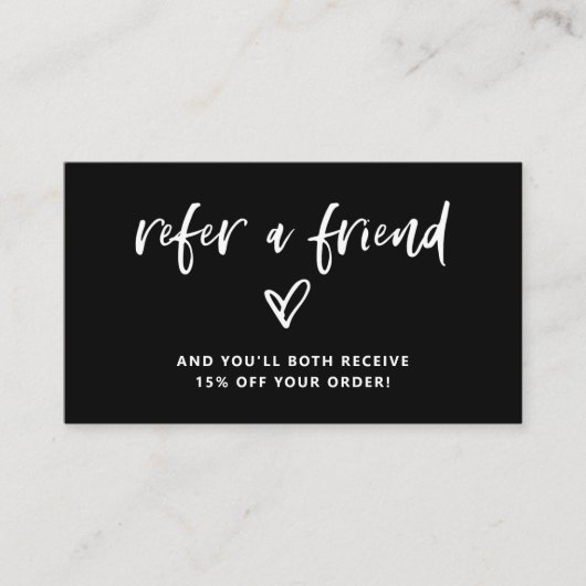 Carte De Référencement Script décontracté et coeur | Black (Devant)