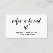 Carte De Référencement Script décontracté et coeur | Noir et blanc (Devant)