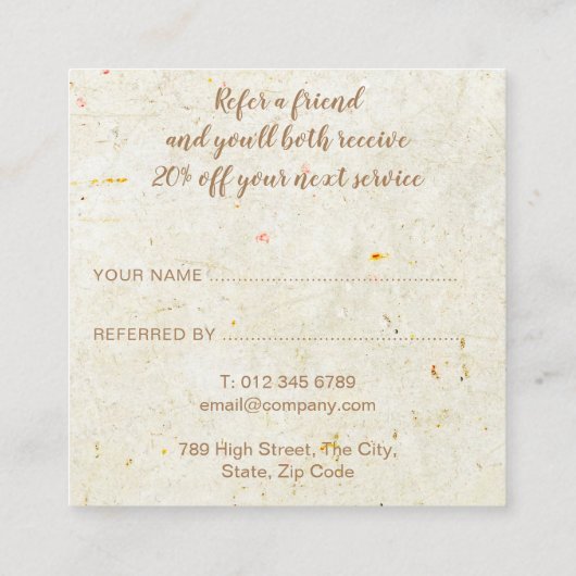 Carte De Référencement Script d'or rustique antique (Dos)