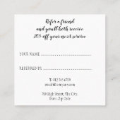 Carte De Référencement Script Élégant Simple Noir et Blanc (Dos)