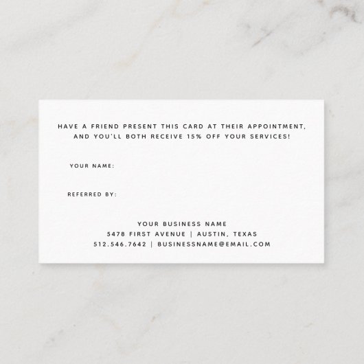 Carte De Référencement Script et coeur noir et blanc| (Dos)